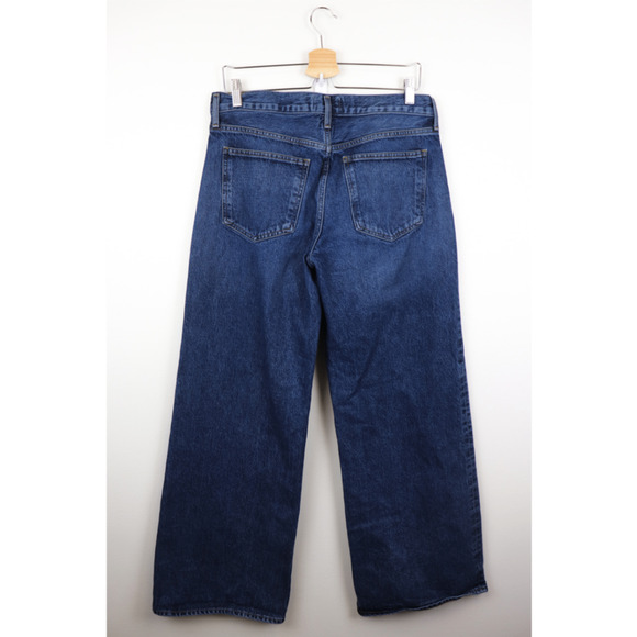 Agolde Clara Jeans Noise 28 Baggy Mid-Rise Flared Wide Leg Organic Jeans Blue - Picture 5 of 11